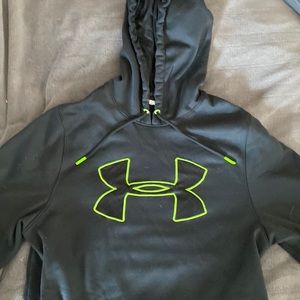 Underarmour Hoodie with bright green logo.  Size medium
